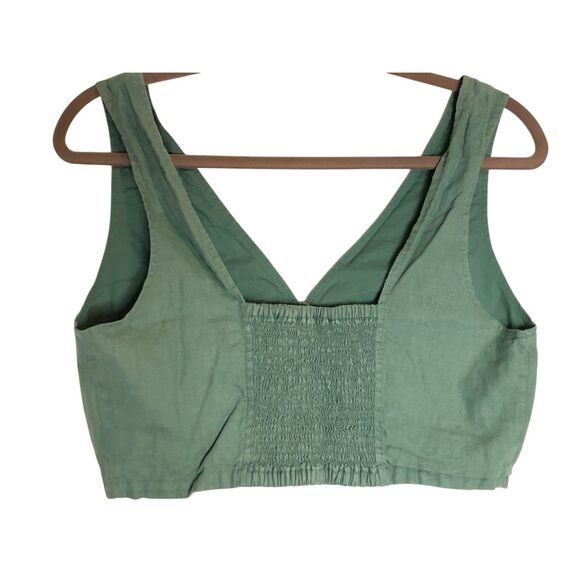 Madewell 100% Linen Gwen Crop Vest top size 8 boho in Sage Green festival neutra - Picture 5 of 10
